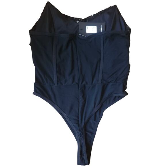 Black‎ Sequin Y2K Thong Bodysuit Clubwear X Large Vamp Whimsygoth Baddie NWT - Picture 3 of 5